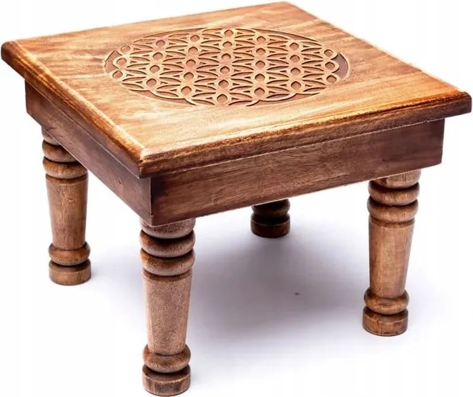 Fából készült asztal Az élet virága