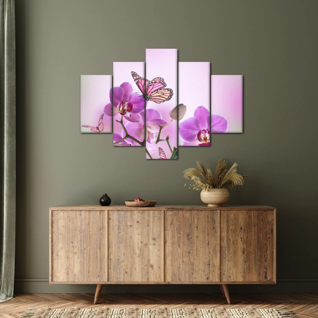 Kép - Pillangó orchidea virágon, lila (150x105 cm)