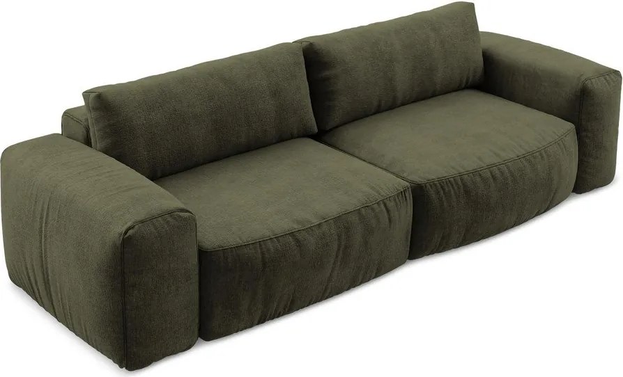 Zöld zsenília kinyitható kanapé 275 cm Kuki – Makamii