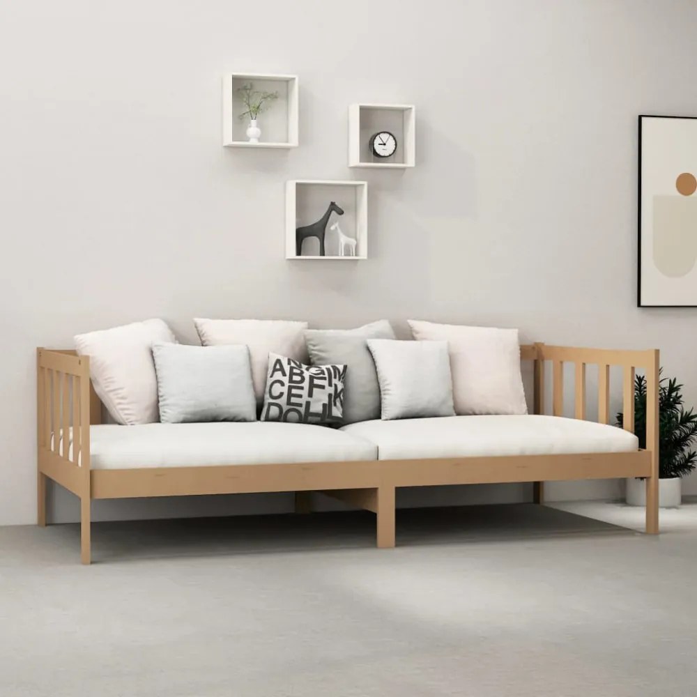 mézbarna tömör fenyőfa dívány matraccal 90 x 200 cm