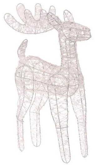 Karácsonyi dekoráció LED-es fényű szarvas,magasság 100 cm, fehér