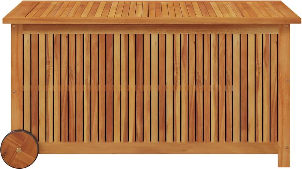Tömör Akácfa Kerti Tárolóláda Kerekekkel 113 X 50 X 58 Cm
