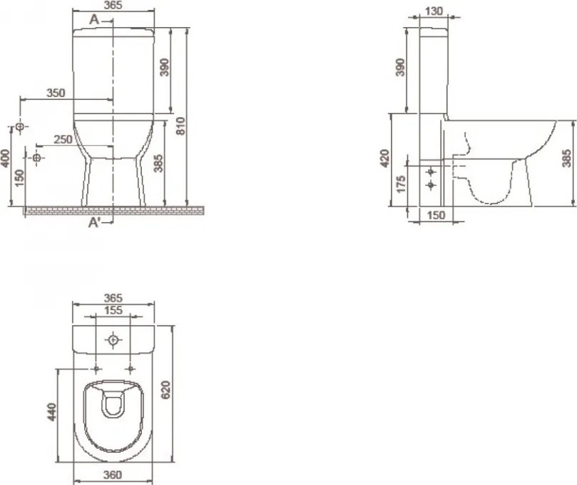 CeraStyle BELLA monoblokk WC - WC tartály - öblítőszelep