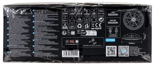 Aigostar - LED Dimmelhető mennyezeti ventilátor LED/40W/230V 2700-6500K + távirányító fekete