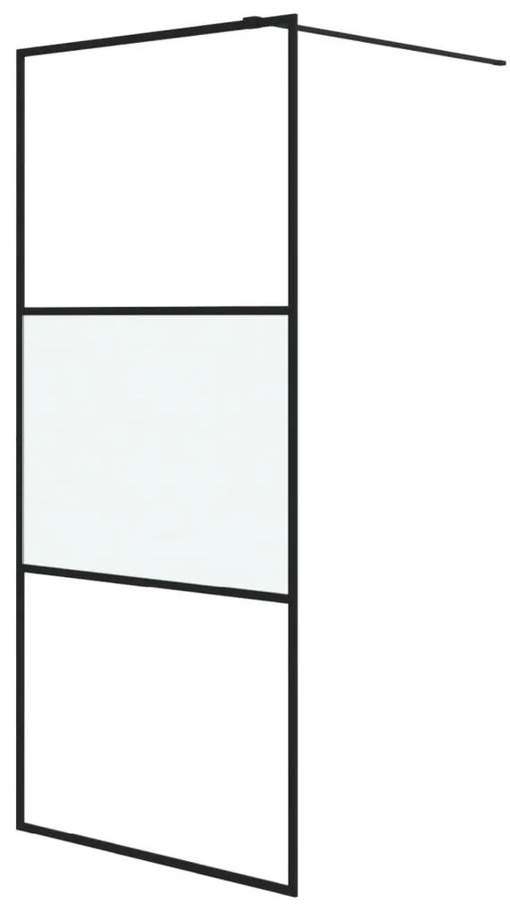 Fekete selyemmatt ESG üveg zuhanyfal 90 x 195 cm