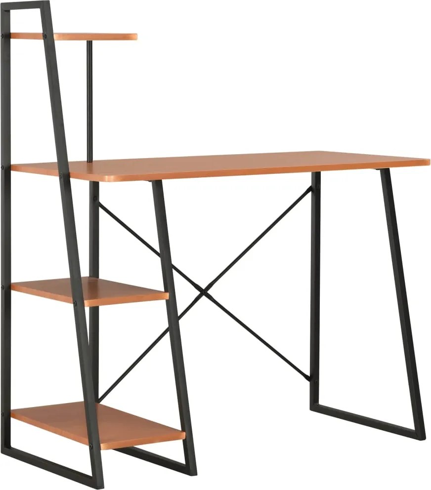 vidaXL fekete és barna íróasztal polcrendszerrel 102 x 50 x 117 cm