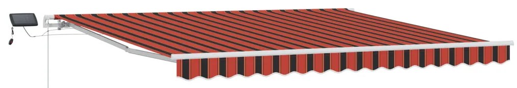 Kézi Behúzható Napellenző LED világítással Narancs és Barna 400x300 cm