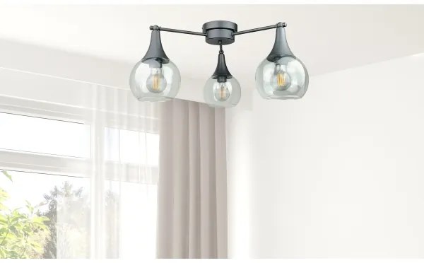 Felületre szerelhető csillár STAR 3xE27/60W/230V fekete/átlátszó