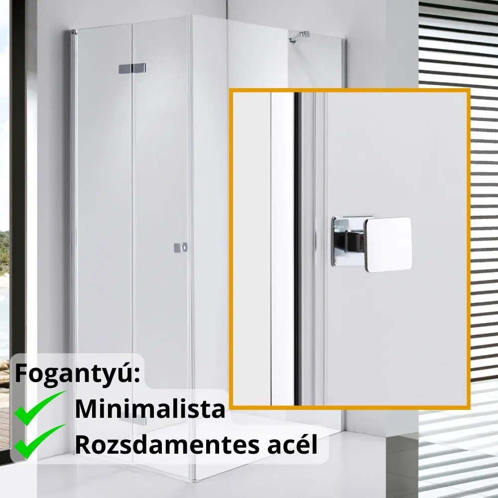 Stuxi Verona 90x110 aszimmetrikus csuklóajtós zuhanykabin 6 mm vízlepergető biztonsági üveggel, króm