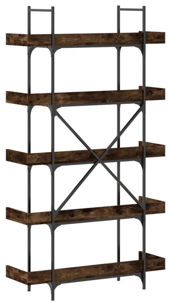 5-szintes füstös tölgy szerelt fa könyvespolc 100x33x180,5 cm