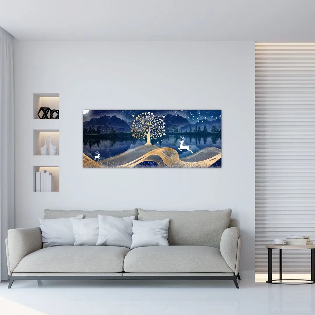 Szarvas képe teliholdkor (120x50 cm)