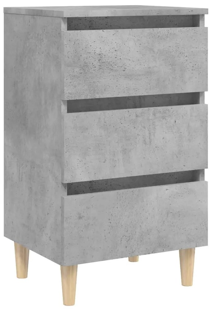 2 db betonszürke éjjeliszekrény tömör fa lábakkal 40x35x69 cm