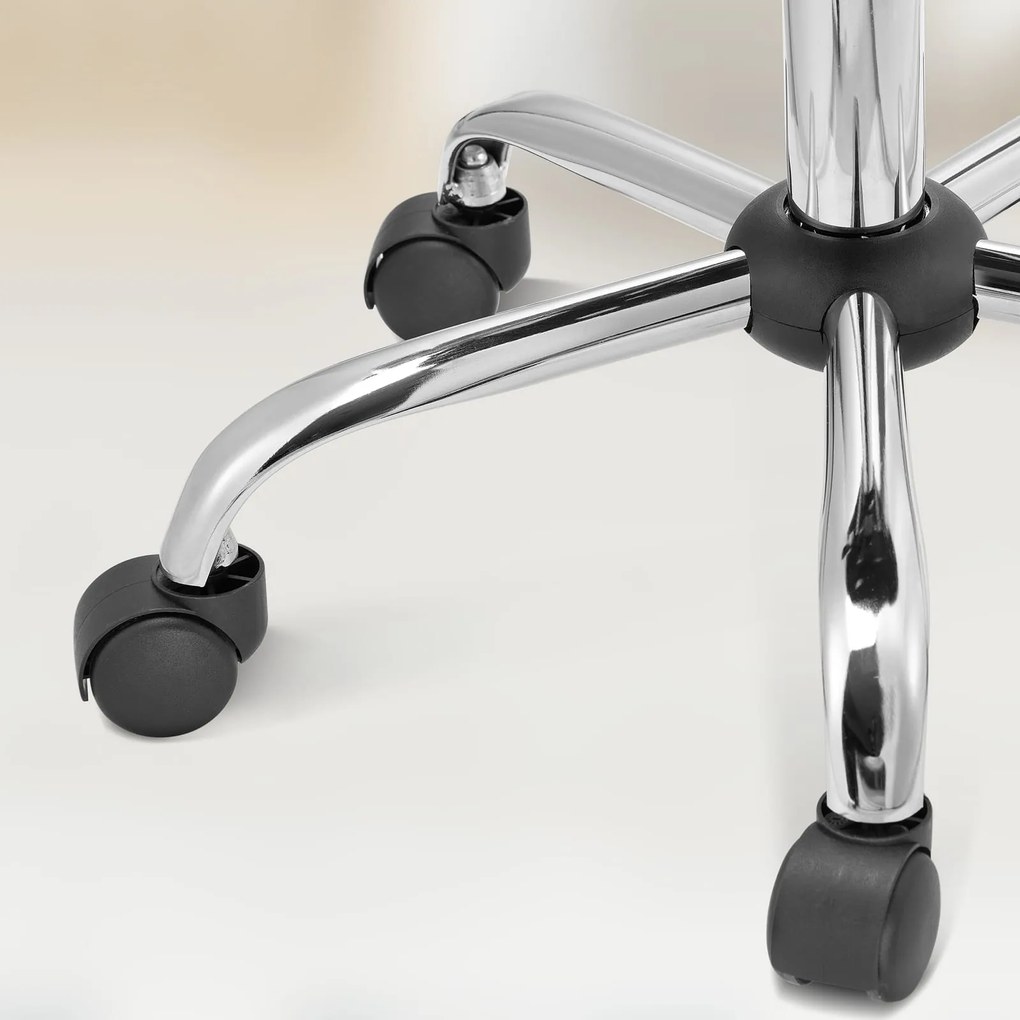 ROLAND háttámlás görgős puff, Ø35cm, fekete Casaria