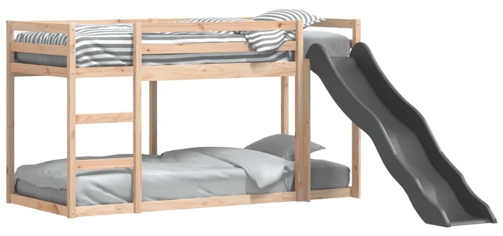 tömör fenyőfa emeletes ágy csúszdával és létrával 80 x 200 cm