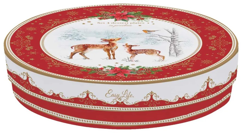 Karácsonyi porcelán desszertes tányér szett 4 db-os Christmas Melody