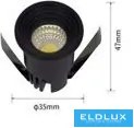 UNIVERSO Mini spot lámpatest 3w 6500k 300lm 30° IP20 Fekete D35x47mm kivágás:D28mm
