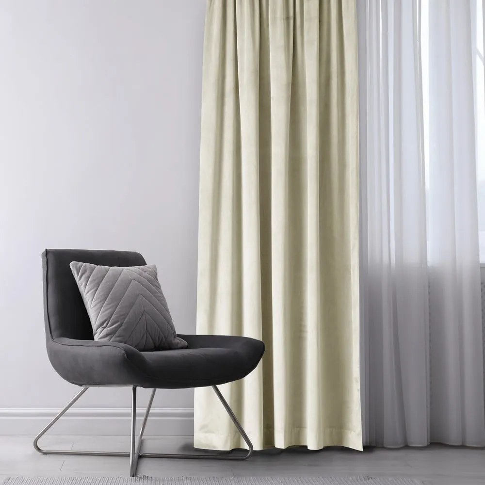 Krémszínű bársony dimout (részleges sötétítő) függöny 140x245 cm – Restilo