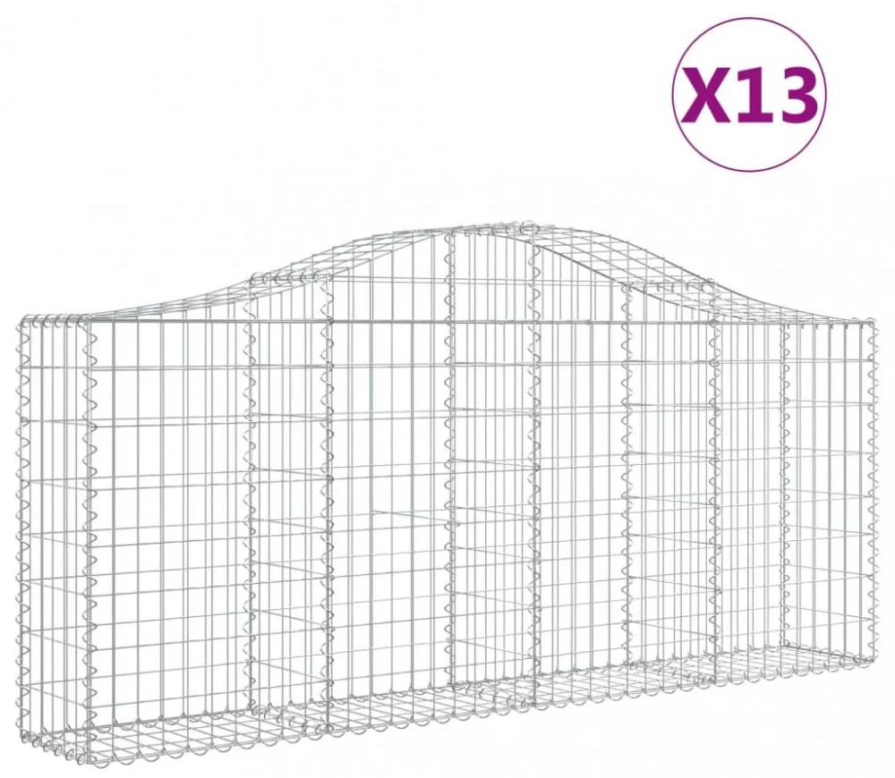 13 db íves horganyzott vas gabion kosár 200x30x80/100 cm