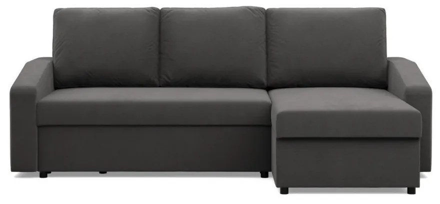 Zeus sarokkanapé, 1 ágyneműtartóval, döntött kartámasz, szövet anyag, univerzális oldal, hab töltet, szürke