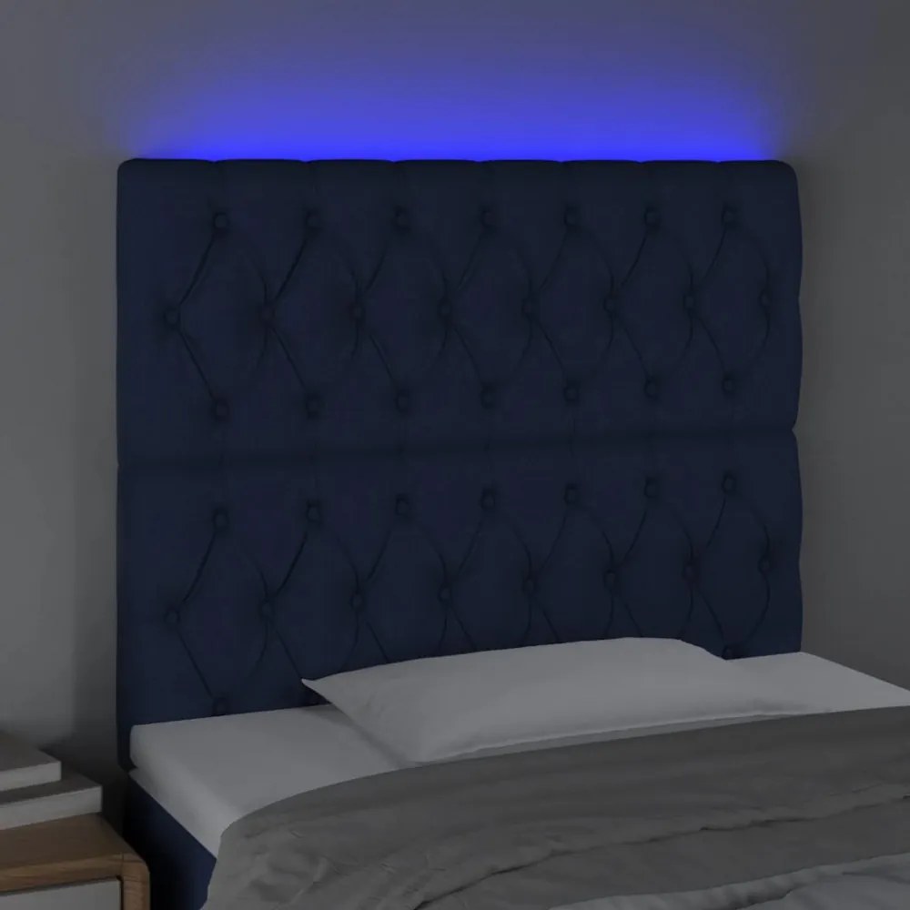 kék szövet LED-es fejtámla 100x7x118/128 cm
