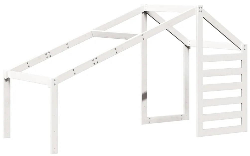 fehér tömör fenyőfa magasított ágy tetővel 90 x 200 cm