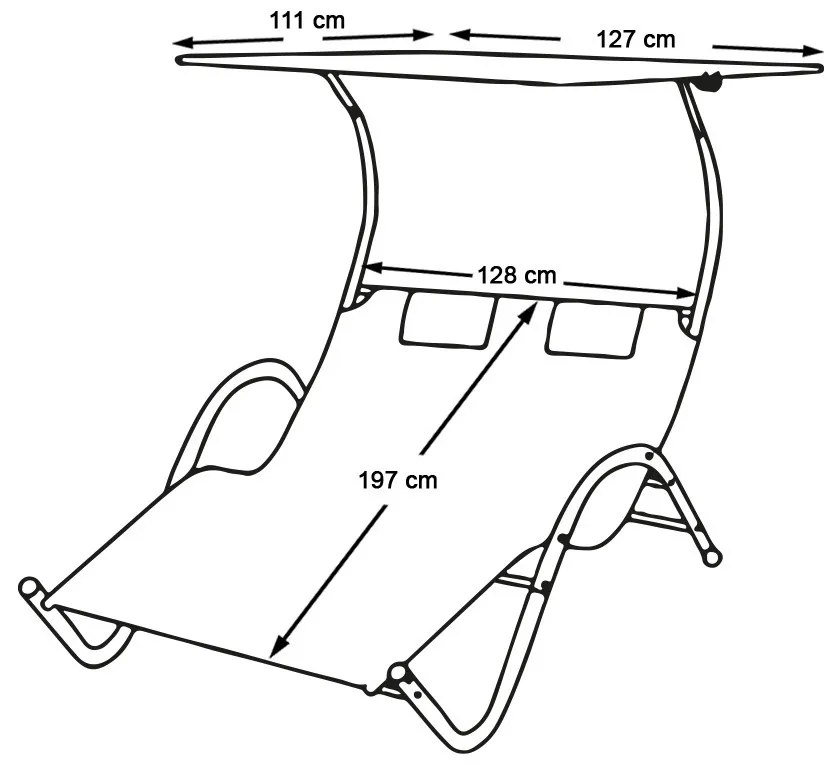 2 személyes DELUX napozóágy 3 színben-szürke
