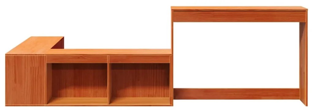 Viaszbarna tömör fenyőfa éjjeliszekrény asztallal 222x122x75 cm