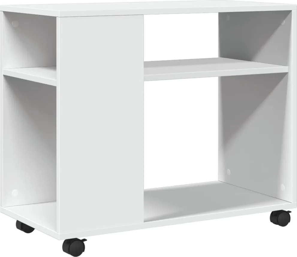 vidaXL fehér szerelt fa kisasztal kerekekkel 70 x 35 x 60 cm