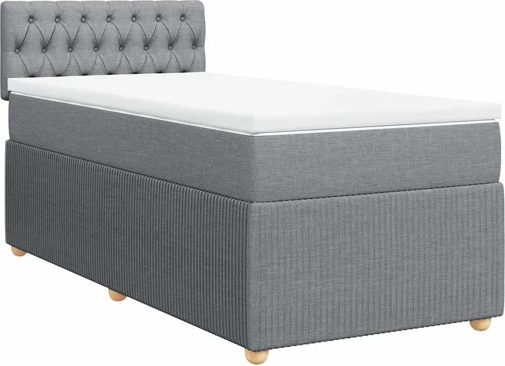 vidaXL világosszürke szövet rugós ágy matraccal 90 x 200 cm