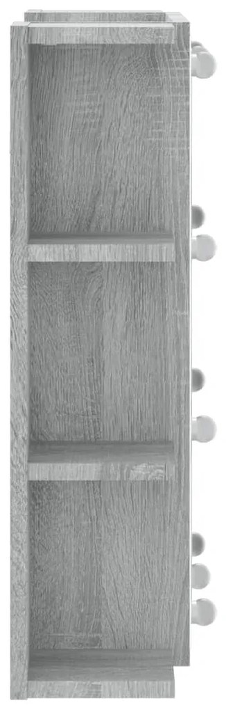 szürke sonoma tölgy színű tükrös szekrény LED-del 70x16,5x60 cm