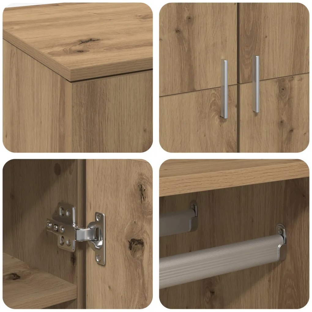Highboard Kézműves Tölgy 80x39x178 cm Mérnöki Fa
