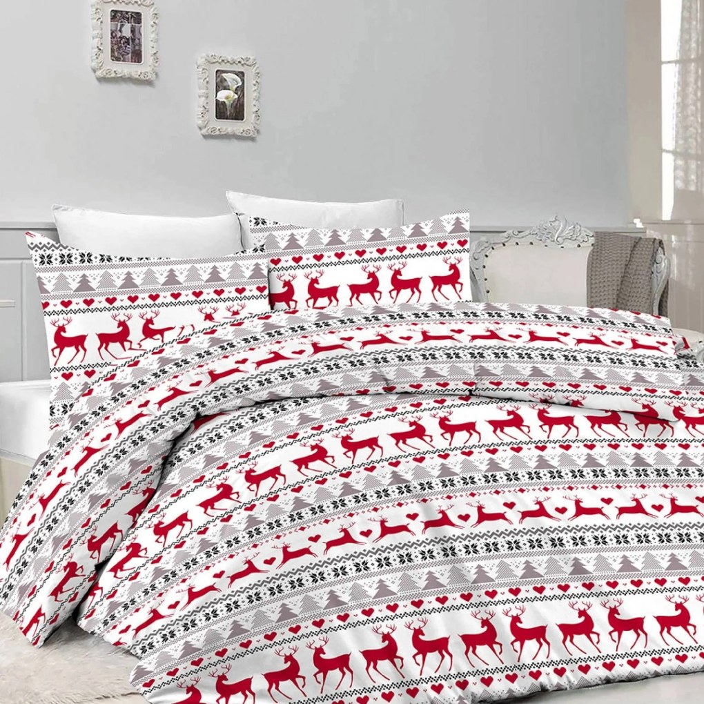 Flanel ágynemű DEER DREAMS fehér Ágyneműhuzat mérete: 2 db 70 x 90 cm | 200 x 220 cm