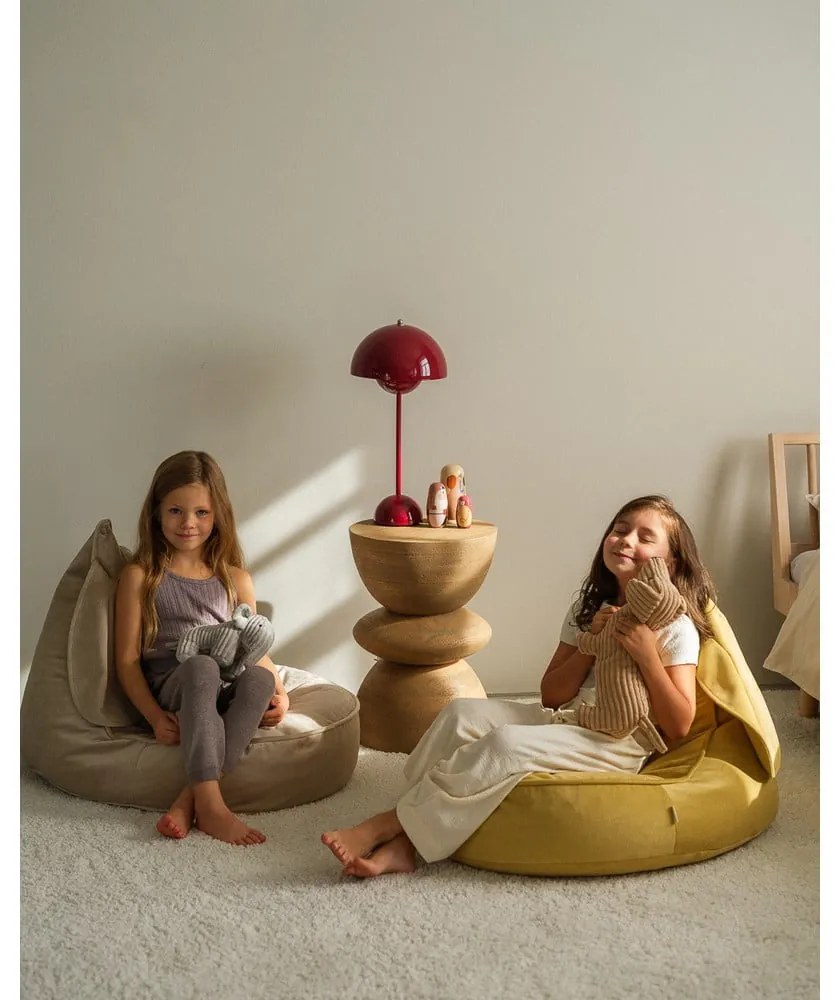 Bézs bársony gyerek babzsákfotel Bunny – Wigiwama