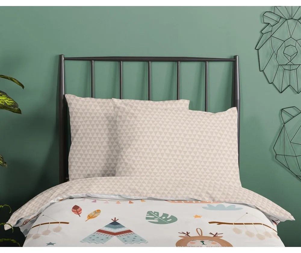 Bézs egyszemélyes pamut gyerek ágyneműhuzat 140x200 cm Remi – Good Morning