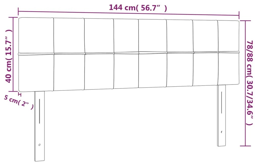 2 db sötétkék bársony fejtámla 72 x 5 x 78/88 cm