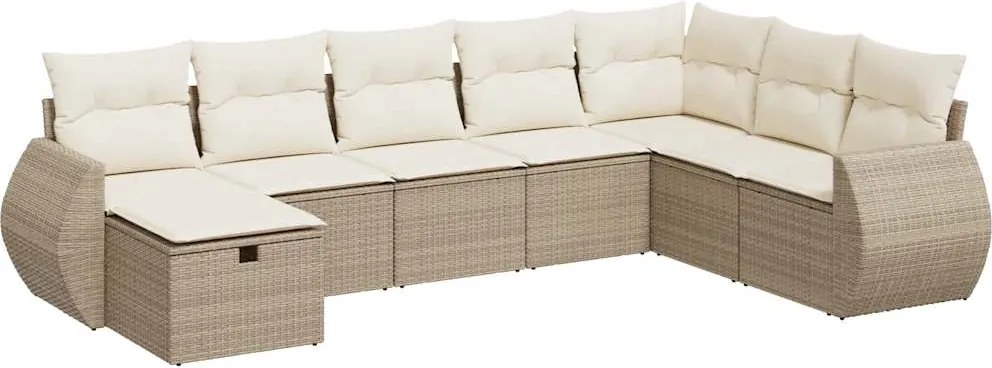 vidaXL 8 részes bézs polyrattan kerti ülőgarnitúra párnával