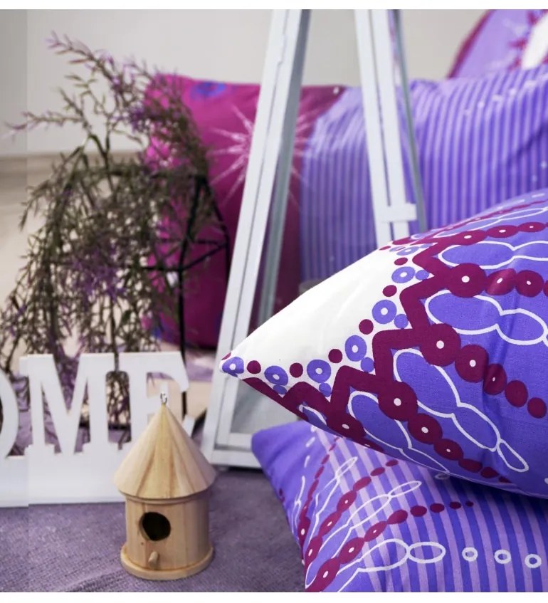 EMI Tilia lila ágyneműhuzat 140x200 + 70x90, A standard egyszemélyes ágy szett tartalma: 1x 140x200 + 1x 70x90