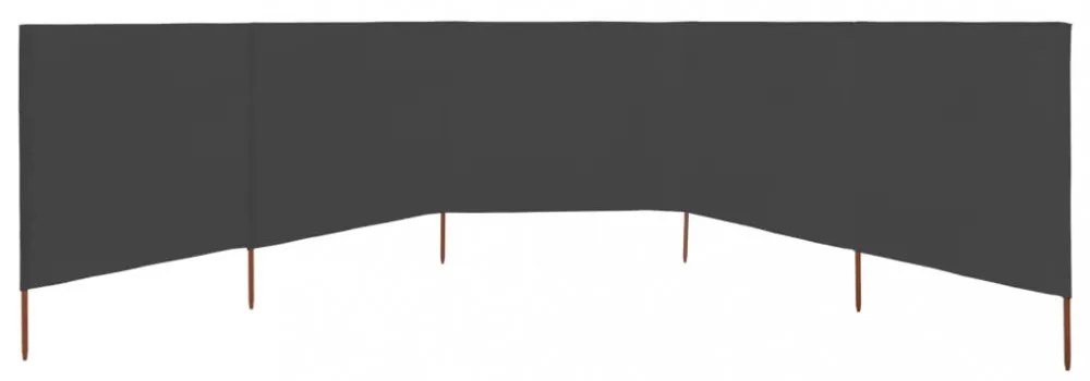 antracitszürke szövet 5-paneles szélfogó 600 x 80 cm