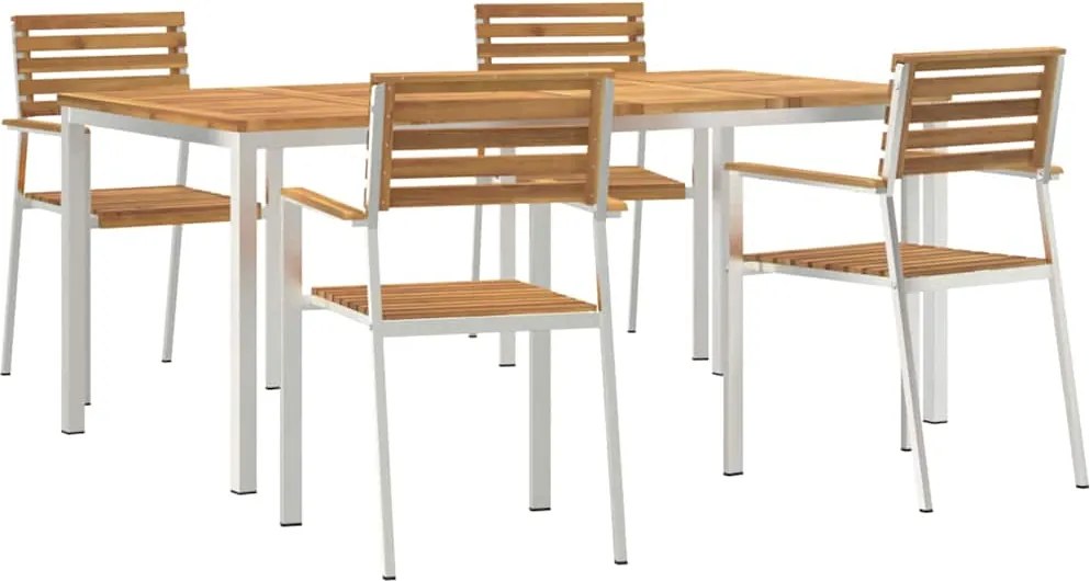 vidaXL Kert étkező szett 5 pcs Barna Tömör Akácfa