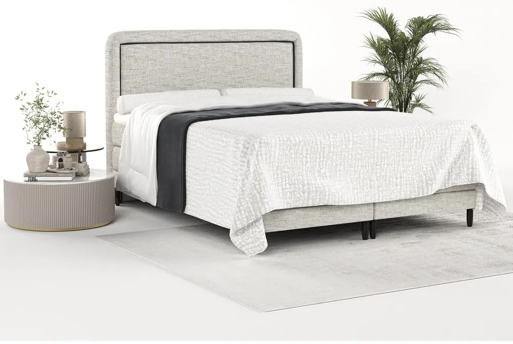 Világosszürke boxspring ágy 140x200 cm Dove – Maison de Rêve