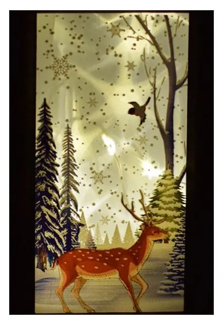 Karácsonyi mintás LED lámpás Szarvas Képpel - 19 cm Bambi l10985