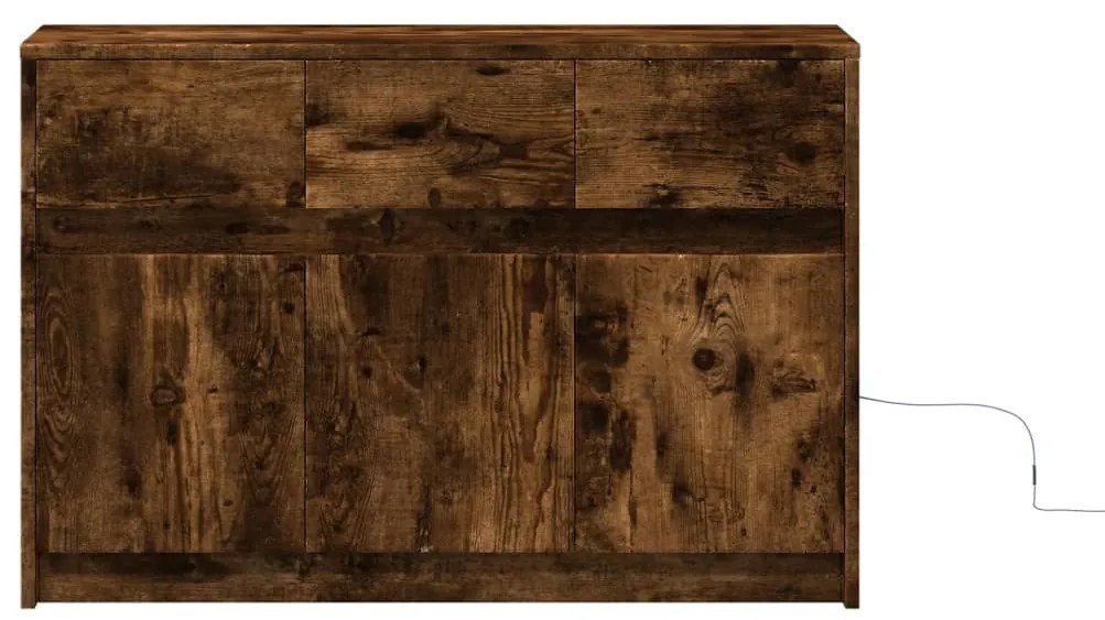 füstös tölgy színű szerelt fa LED-es TV-szekrény 91x34x61 cm