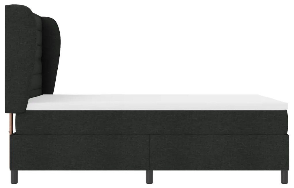 Boxspring Ágy Mattal Fekete 160x200 cm Szövet