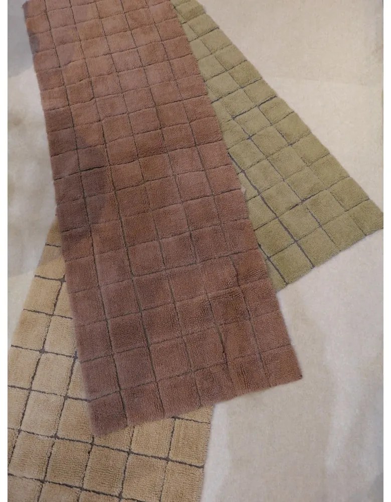 Bézs kézi szövésű gyapjú futószőnyeg 80x230 cm Mosaic Sandstone – Lorena Canals