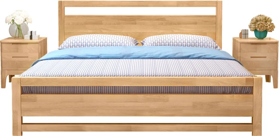 Franciaágy, 180x200, masszív fa, természetes, SHEILA