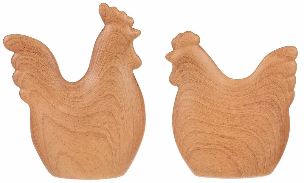Húsvéti dekoráció Tyúk és kakas, 12 x 3 x 14 cm, 2darabos szett, polirezín