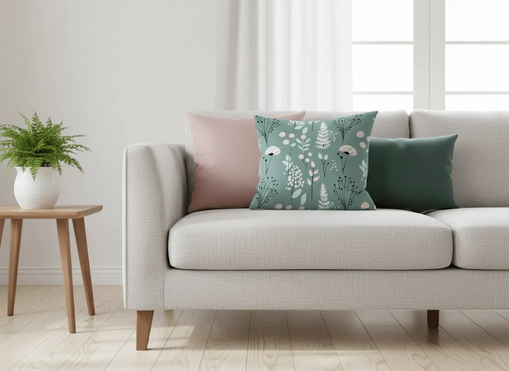 Díszpárnahuzat WILD FLOWERS 45x45 cm, mentás