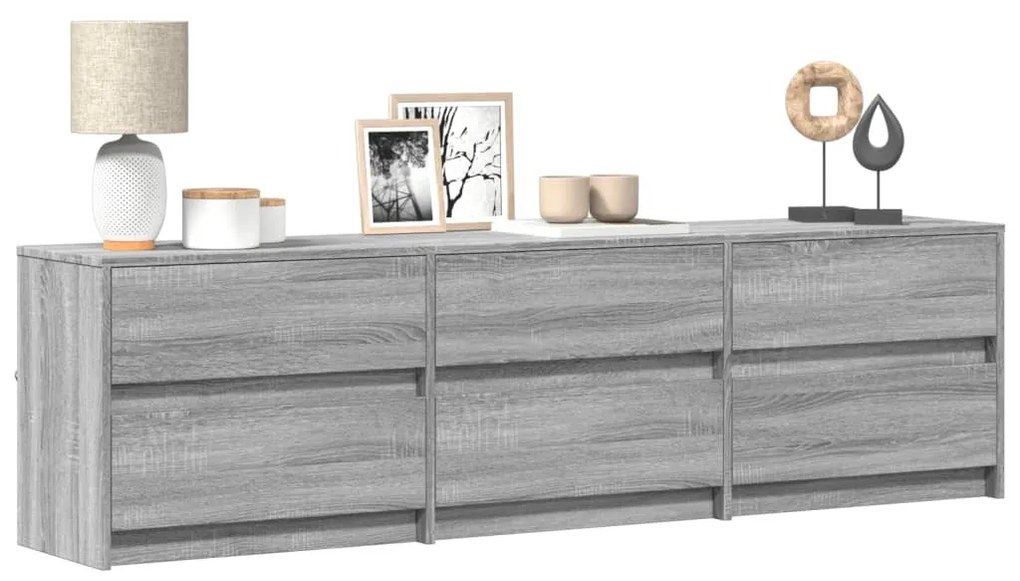 szürke sonoma színű szerelt fa LED-es TV-szekrény 180x34x50 cm