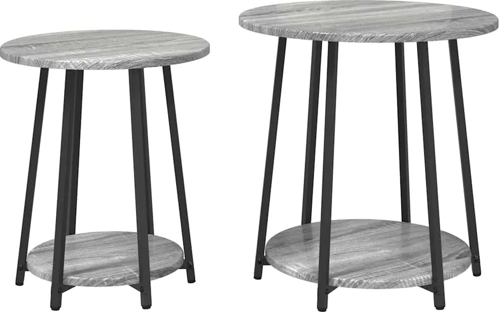 vidaXL Kisasztal készlet polcokkal 2 pcs Szürke Sonoma és Fekete