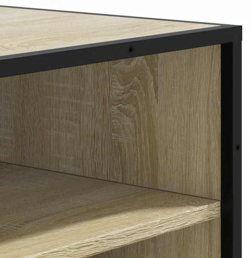vidaXL sonoma tölgy színű szerelt fa és fém cipőszekrény 75x38x97,5 cm